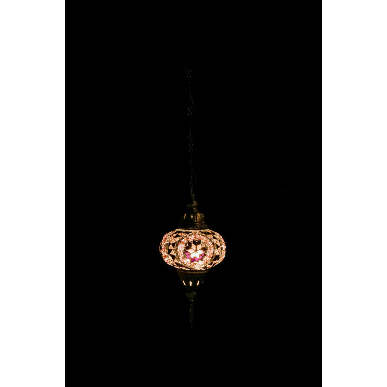 Hanging mosaic lilac/white lamp UFO, 70 cm
